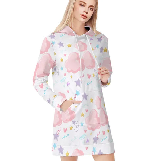 Pastel Clouds and Confetti Sweatshirt Dress- in Baby Blue, White, and Lavender!,Sweatshirt Dress,The Gift Dimension