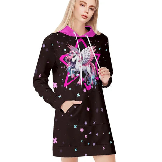 Magical as F@&k! Crystal Unicorn-Pegasus Sweatshirt Dress-Available in multiple color options in S-XXL,,The Gift Dimension